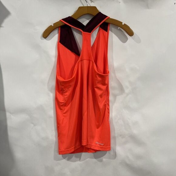 Adidas Women M Neon Orange Tank Top Tennis Pickleball Designer Elegant Mesh - Picture 5 of 9
